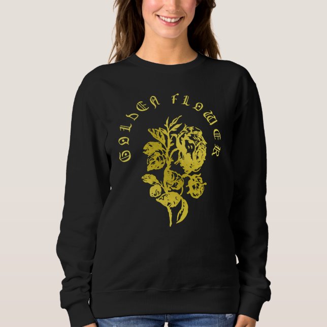 Golden Flower – Embroidered-Style Luxury Design Sweatshirt (Front)