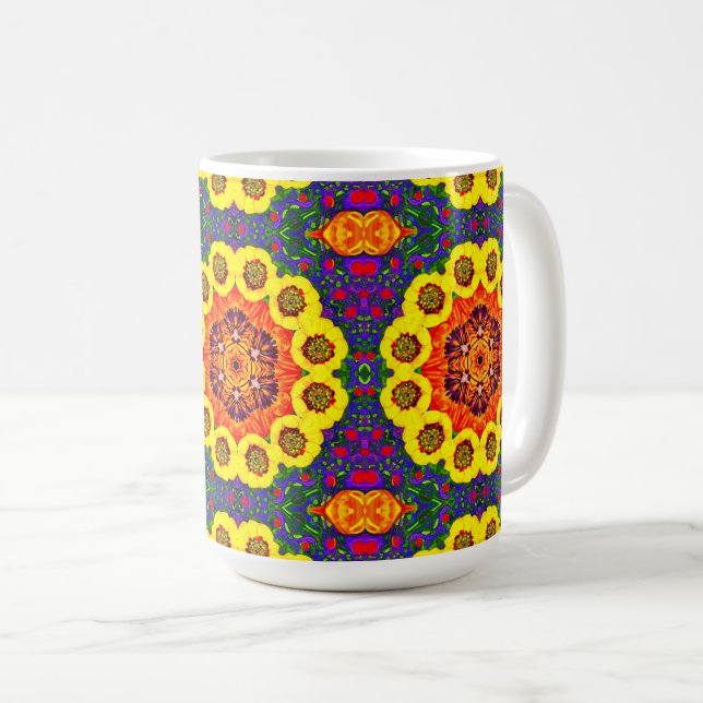 Golden flower kaleidoscope coffee mug (Front Right)