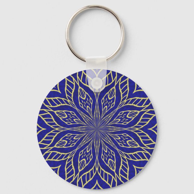 Golden Flower Mandala Keychain (Front)
