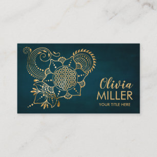 Golden Flower of life Ornament Business Card