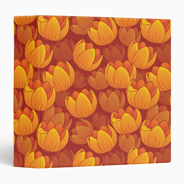 Golden Flower Pattern 3 Ring Binder (Front/Spine)