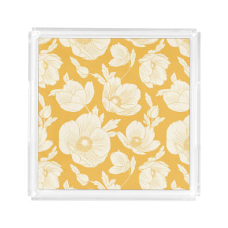 Golden Flower Pattern Acrylic Tray
