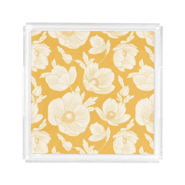 Golden Flower Pattern Acrylic Tray (Front)