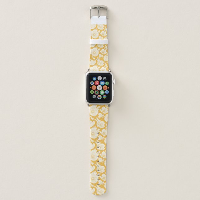 Golden Flower Pattern Apple Watch Band (Front)