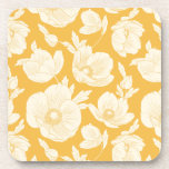 Golden Flower Pattern Beverage Coaster