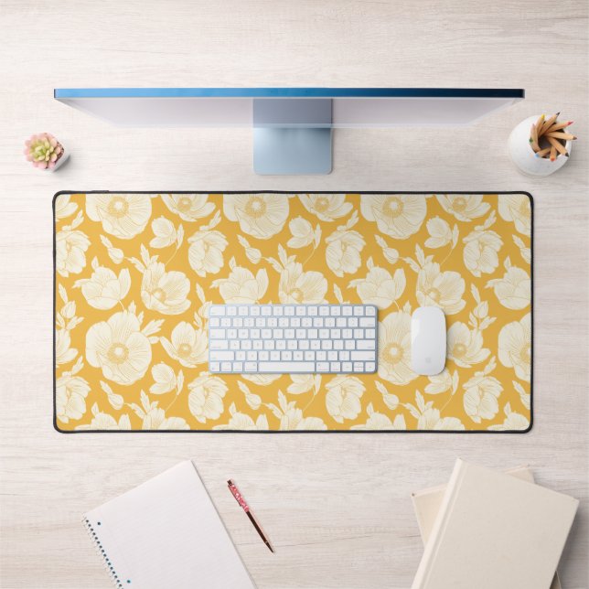 Golden Flower Pattern Desk Mat (Office 1)