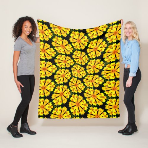 Golden Flower Pattern Fleece Blanket