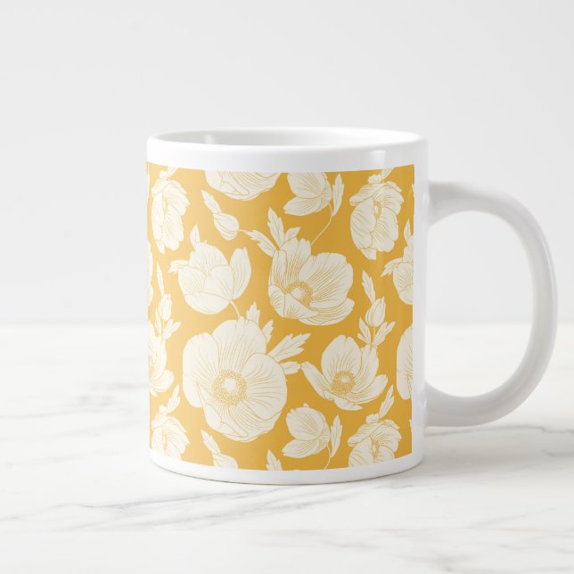 Golden Flower Pattern Giant Coffee Mug (Right)