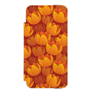 Golden Flower Pattern Wallet Case For iPhone SE/5/5s