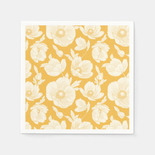 Golden Flower Pattern Napkins