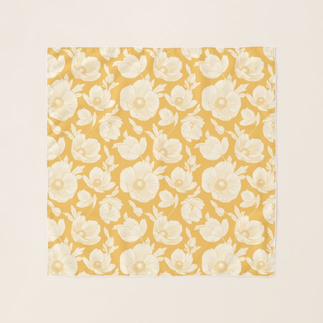 Golden Flower Pattern Scarf (Front)