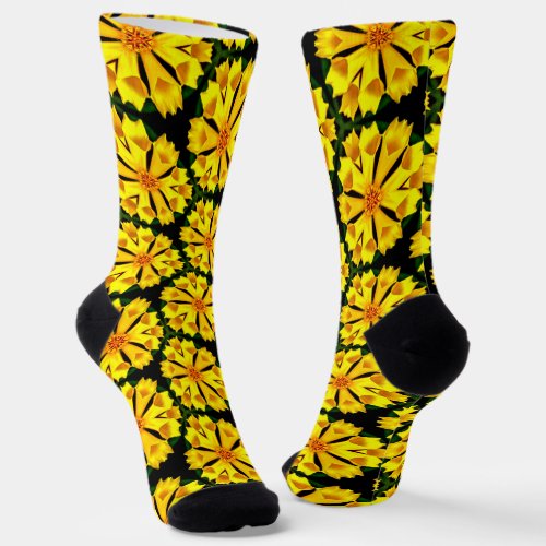 Golden Flower Pattern Socks