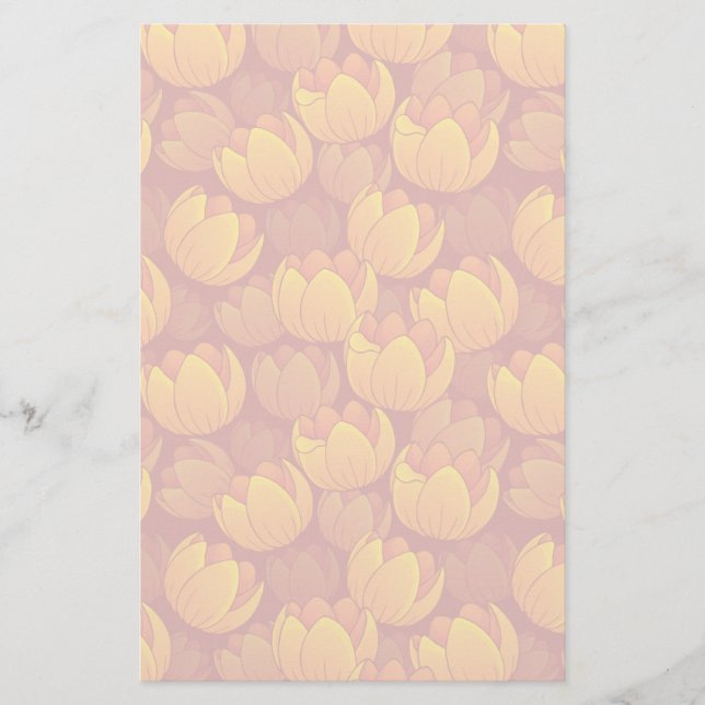 Golden Flower Pattern Stationery (Front)