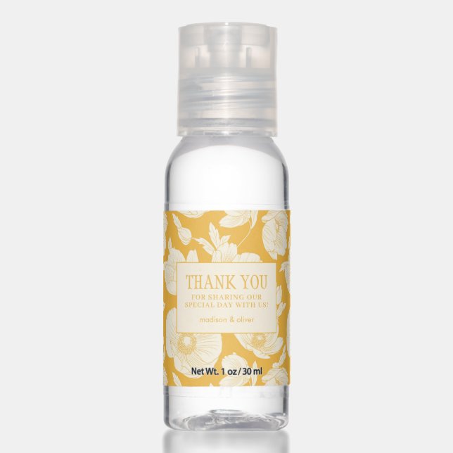 Golden Flower Pattern - Thank You Hand Sanitizer (Front)