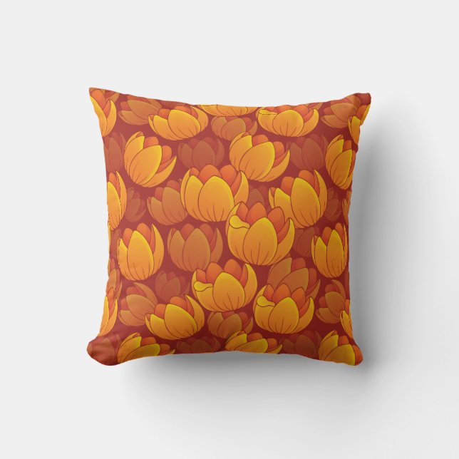 Golden Flower Pattern Throw Pillow (Front)