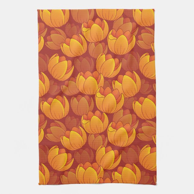 Golden Flower Pattern Towel (Vertical)