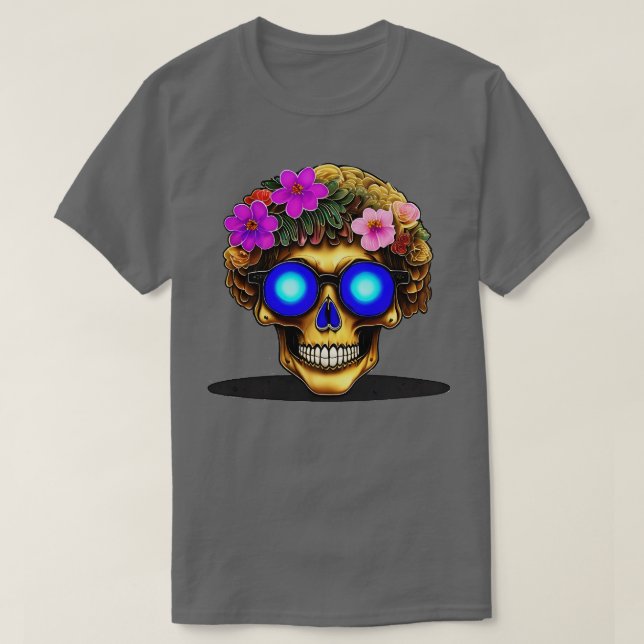 Golden Flower Skull T-Shirt (Design Front)