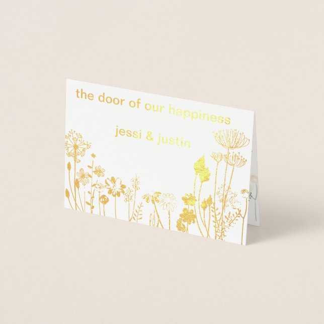 golden flower wedding invitation (Front)