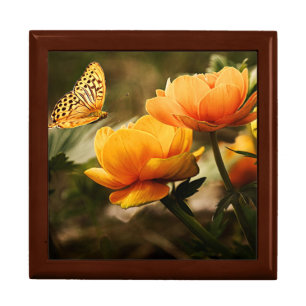Golden Flowers and Butterfly Gift Box