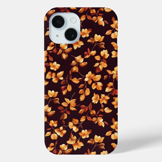 Golden Flowers Autumn Pattern Case-Mate iPhone Case (Back)