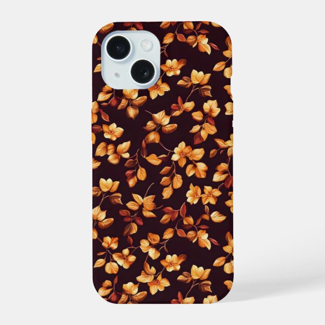 Golden Flowers Autumn Pattern Iphone Case (Back)