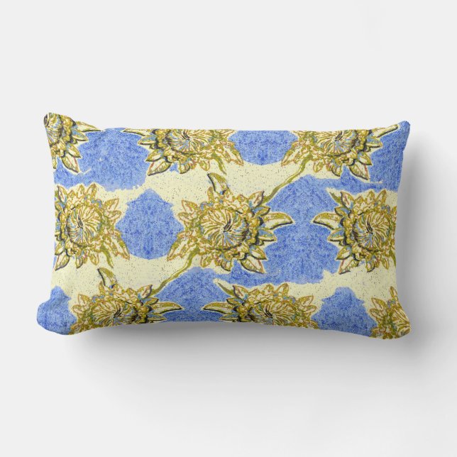 Golden Flowers by Alexandra Cook Lumbar Pillow (Front)