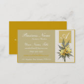 Golden Flowers Elegant Monogram Business Cards (Front/Back)