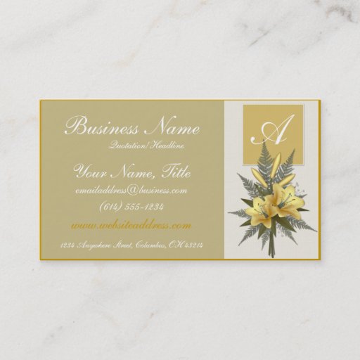 Customizable Golden Flowers Elegant Monogram Business Cards