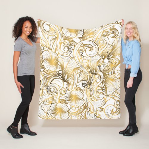 Golden Flowers Fleece Blanket