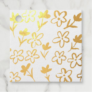 Golden flowers foil favor tags