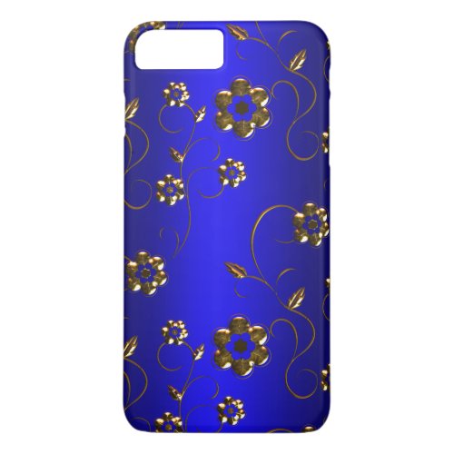Golden Flowers on Blue iPhone 8 Plus7 Plus Case