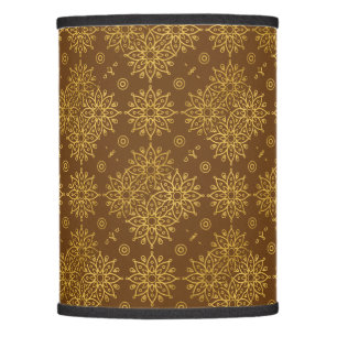 GOLDEN FLOWERS ON BROWN BACKGROUND PATTERN LAMP SHADE