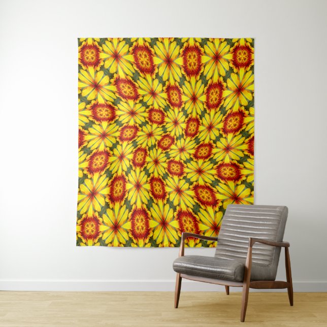 Golden Flowers Pattern Tapestry (In Situ)