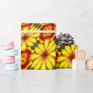 Golden Flowers Pattern Wrapping Paper