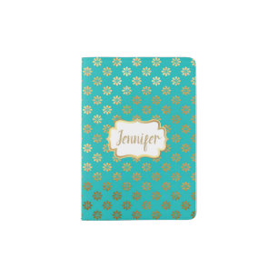 Golden Flowers Personalized Passport Holder