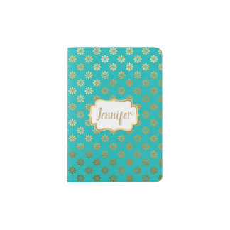 Golden Flowers Personalized Passport Holder