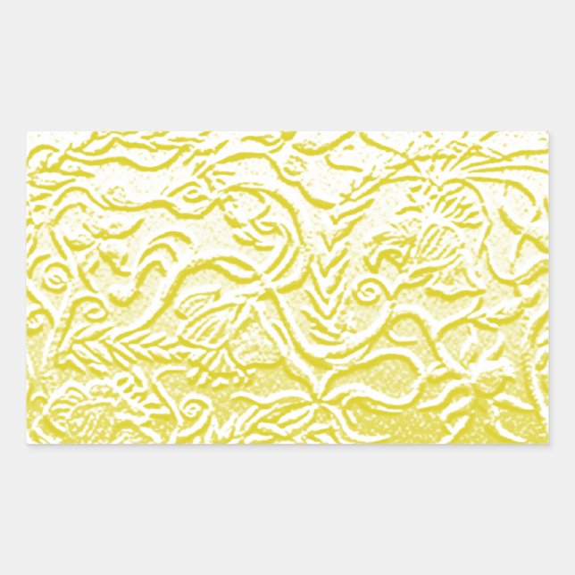 Golden flowers rectangular sticker (Front)