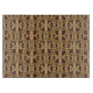 Golden Flowers Red Gemstone Cutting Board