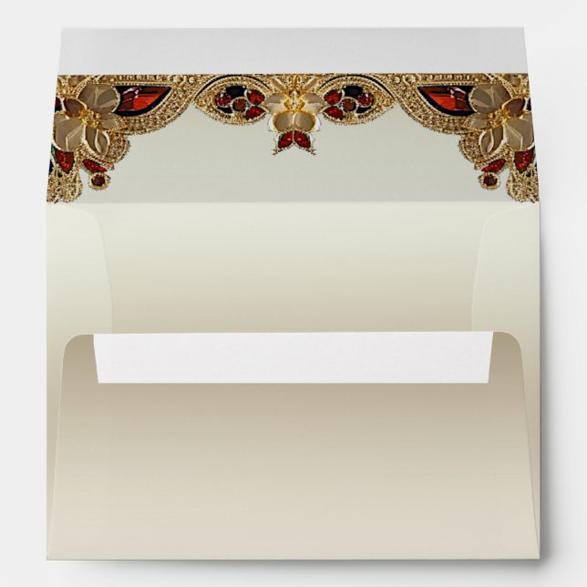 Golden Flowers Red Gemstone Envelope (Back (Bottom))