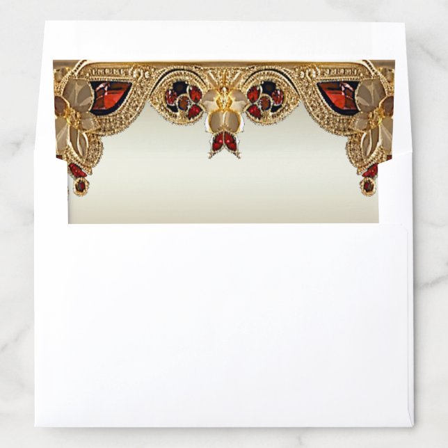Golden Flowers Red Gemstone Envelope Liner (In Envelope)