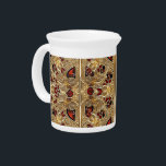 Golden Flowers Red Gemstone Porcelain Pitcher<br><div class="desc">Beautiful Golden Flowers Red Gemstone Porcelain Pitcher</div>