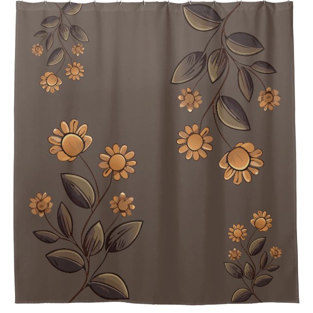 Golden Flowers Shower Curtain (Front)