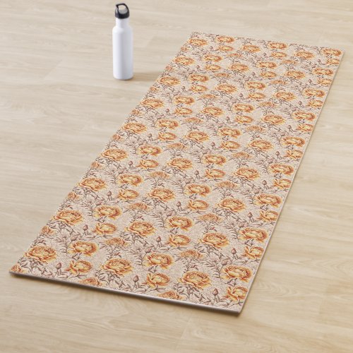 Golden Flowers Yoga Mat