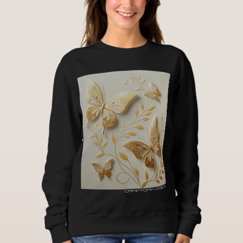 Golden Flutter Delicate Butterfly  Designs Sweatshirt