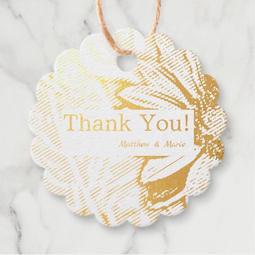 Golden Foil Beautiful Sunflower Thank You Foil Favor Tags