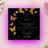 Golden Foil Butterfly Glam Vip Birthday Party