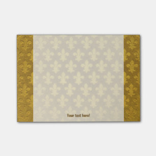 Golden foil imperial fleur de lis pattern post-it notes