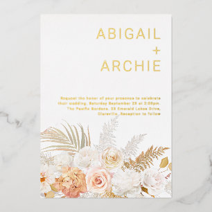 Golden Foil Magical Floral Summer & Fall Wedding Invitation
