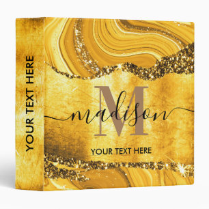 Golden Foil Metal Marble and Glitter 3 Ring Binder