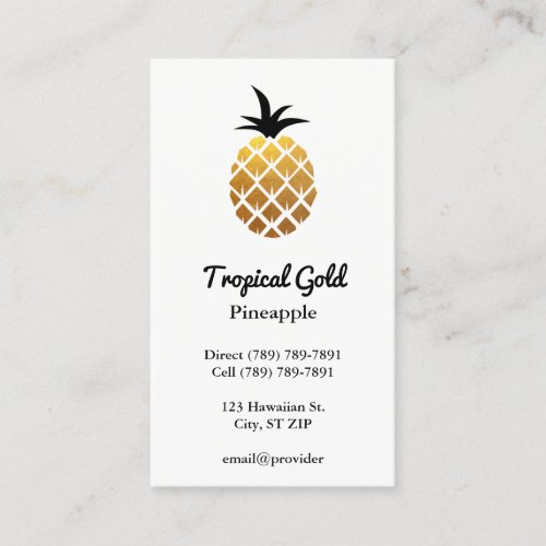 Golden Foil Photo Pineapple Business Card